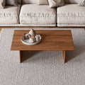 Minimalist Oak Slab Coffee Table, Low-Profile Solid Wood Living Room Table with Panel Legs