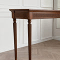 Reeded Slim Console Table — Turned-Leg Solid Wood Narrow Hallway Sofa Table, Elegant Black