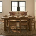 Reclaimed-Look Solid Wood Dining Table, Chunky Farmhouse Rustic Brown Kitchen Table for 6