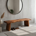 Live-Edge Walnut Entryway Bench — Slab-Seat Solid Wood Handcrafted Hallway Seat & Console Bench