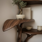 Organic Tree Form Solid Wood Corner Shelves