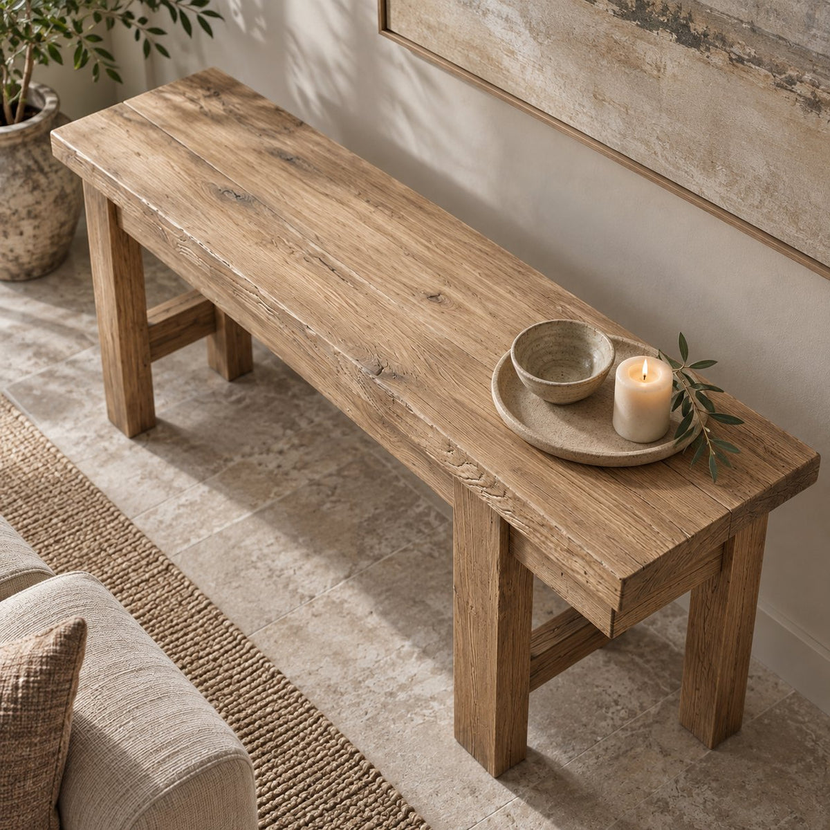 Live-Edge Solid Wood Entryway Bench, Rustic Walnut Farmhouse Seating for Hallway & Mudroom