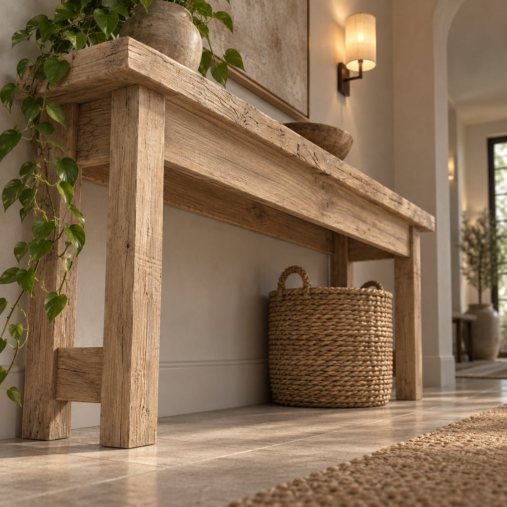 Live-Edge Solid Wood Entryway Bench, Rustic Walnut Farmhouse Seating for Hallway & Mudroom