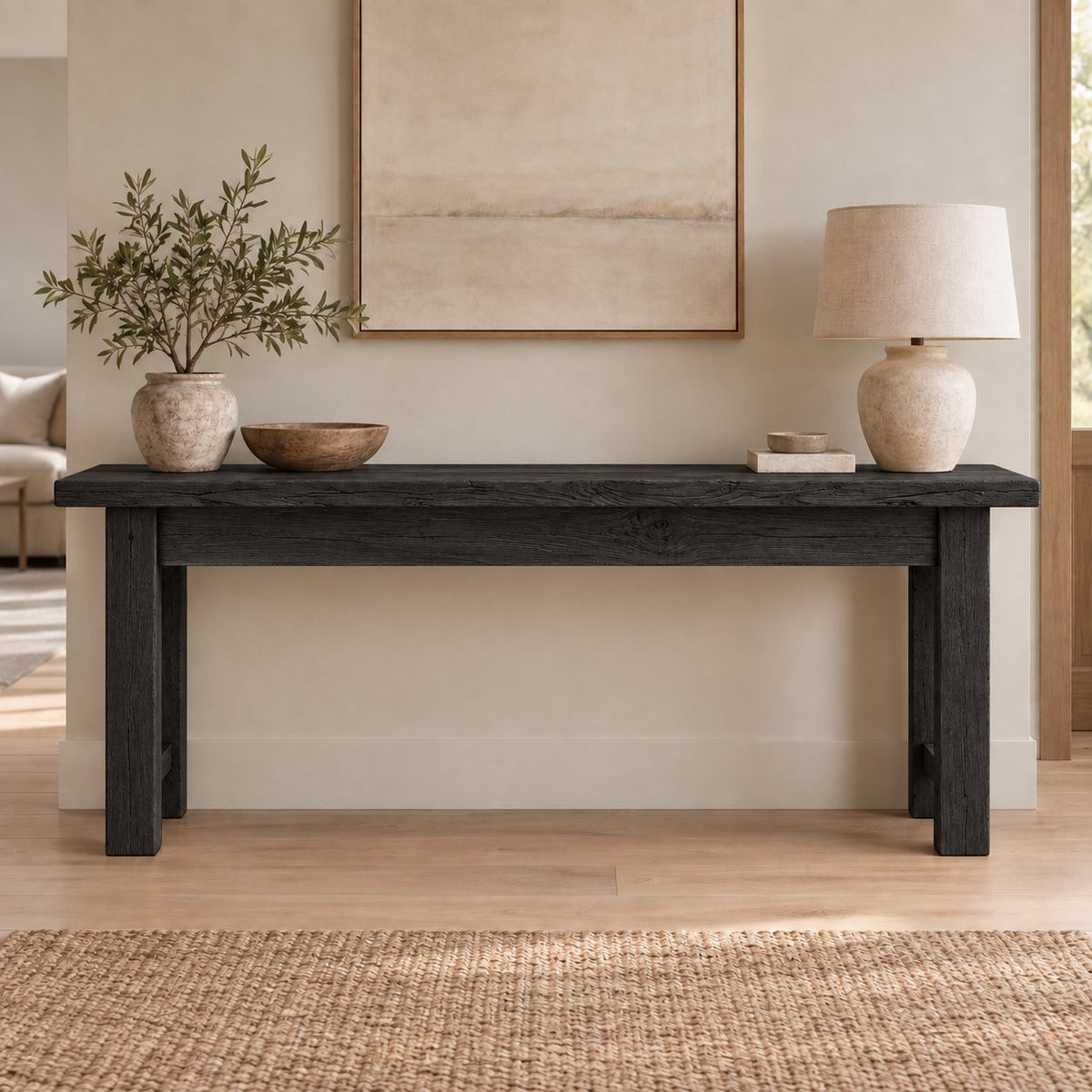 Live-Edge Solid Wood Entryway Bench, Rustic Walnut Farmhouse Seating for Hallway & Mudroom