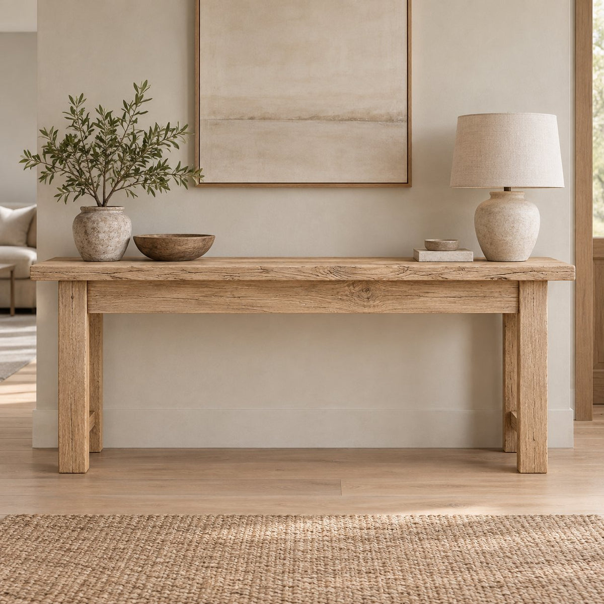 Live-Edge Solid Wood Entryway Bench, Rustic Walnut Farmhouse Seating for Hallway & Mudroom