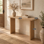 Narrow Solid Wood Console Table, Slim Panel-Leg Sofa Table for Entryway & Hallway, Walnut Tone