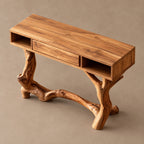 Artisan Driftwood Style Console Table With Center Drawer For Hallway
