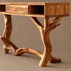 Artisan Driftwood Style Console Table With Center Drawer For Hallway