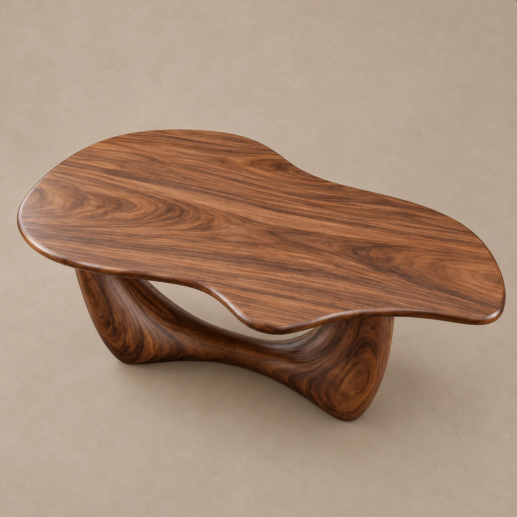 Artisan Freeform Coffee Table With Arched Sculptural Base For Living Room