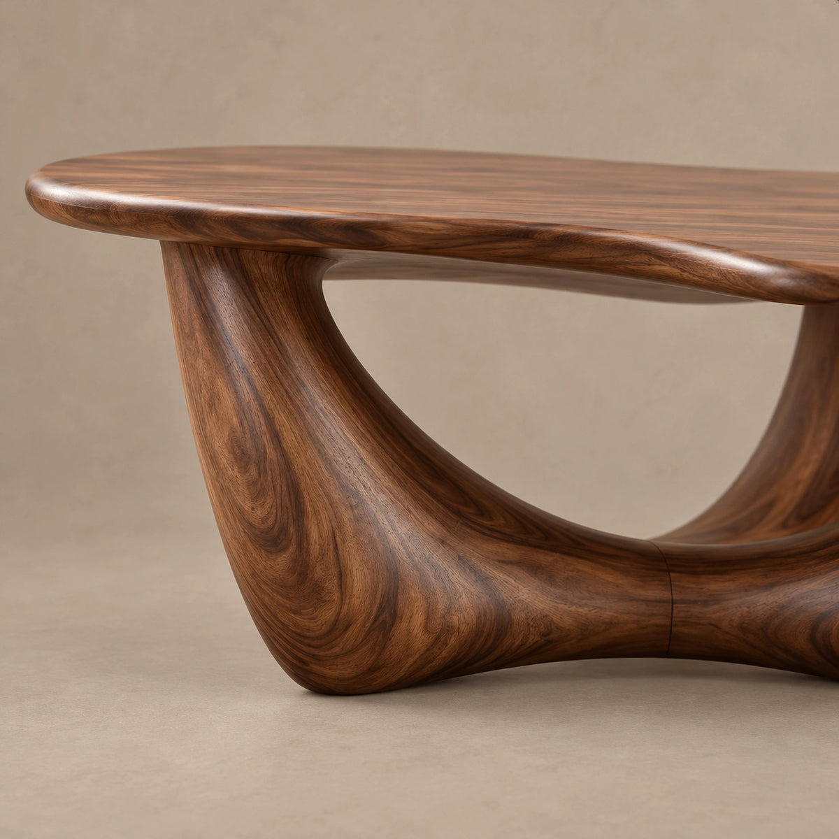 Artisan Freeform Coffee Table With Arched Sculptural Base For Living Room