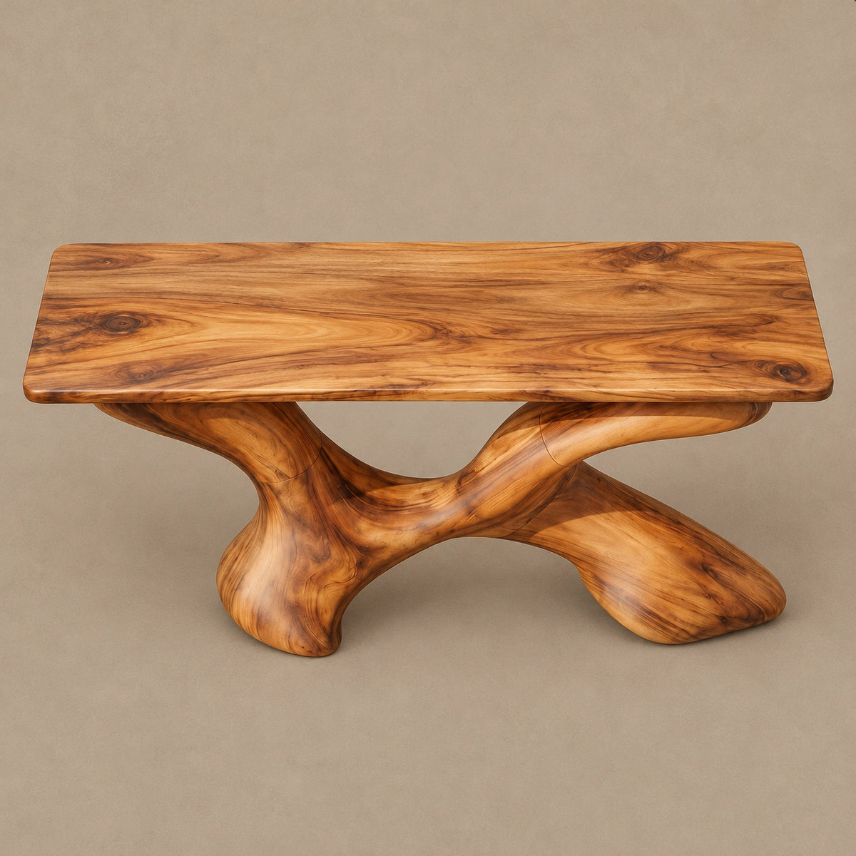 Artisan Sculptural Console Table With Twisting X Base For Entryway