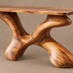 Artisan Sculptural Console Table With Twisting X Base For Entryway