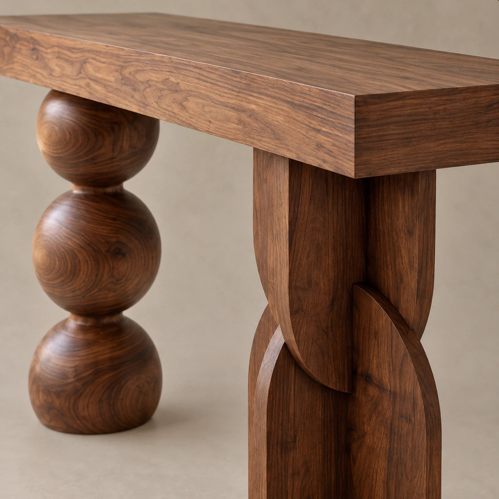 Artisan Sphere And Knot Pedestal Console Table For Entryway