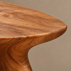 Artisan Swirl Pedestal Wood Console Table With Flared Top For Entryway