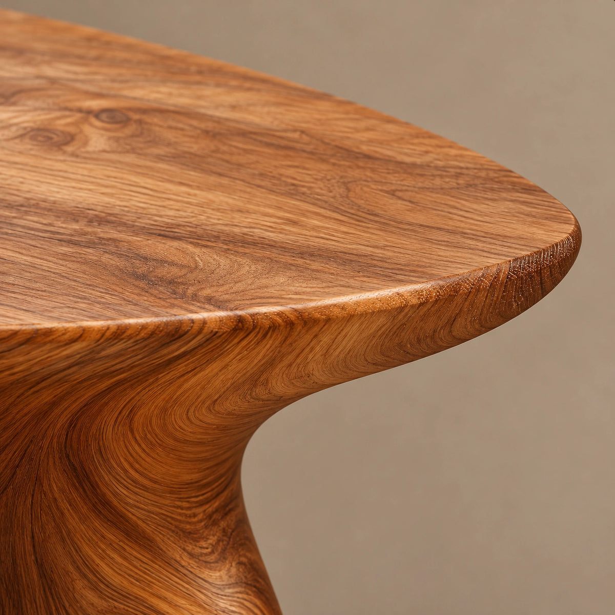 Artisan Swirl Pedestal Wood Console Table With Flared Top For Entryway