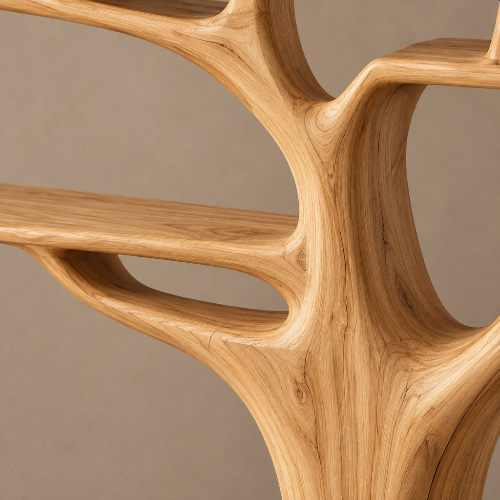 Artisan Tree Bookshelf With Sculpted Branch Shelves For Living Room