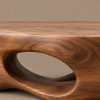 Artistic Carved Coffee Table With Hollow Cutout Base For Living Room