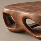 Artistic Carved Coffee Table With Hollow Cutout Base For Living Room