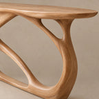 Artistic Openwork Wood Console Table With Arched Frame Base For Hallway
