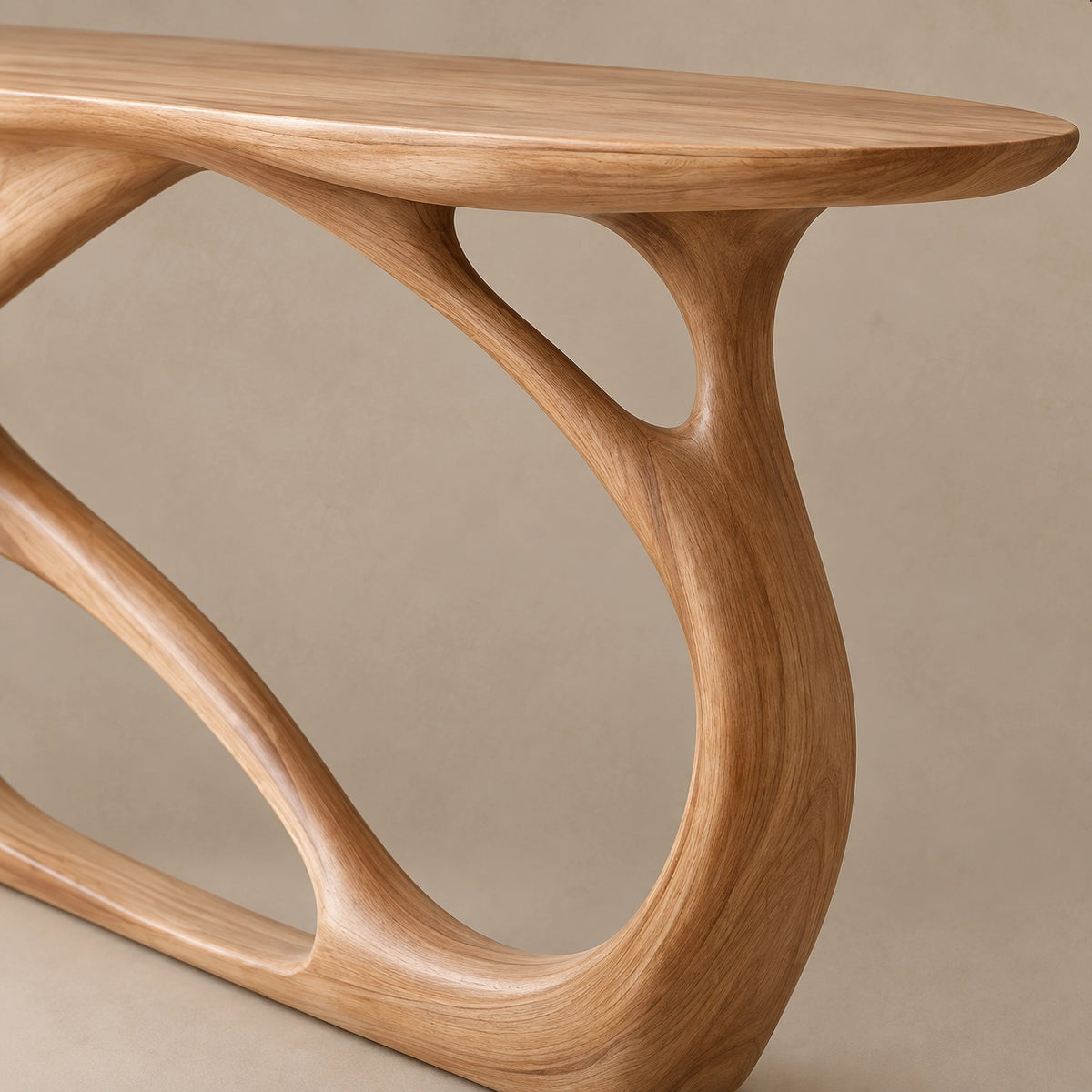 Artistic Openwork Wood Console Table With Arched Frame Base For Hallway