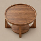 Classic Round Coffee Table With Open Display Shelf For Living Room