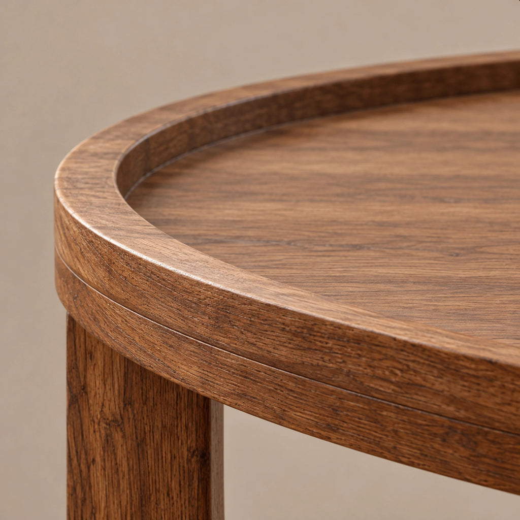 Classic Round Coffee Table With Open Display Shelf For Living Room