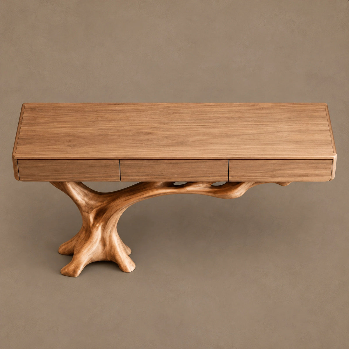 Coastal Bleached Wood Console Table With Root Base For Entryway