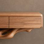 Coastal Bleached Wood Console Table With Root Base For Entryway