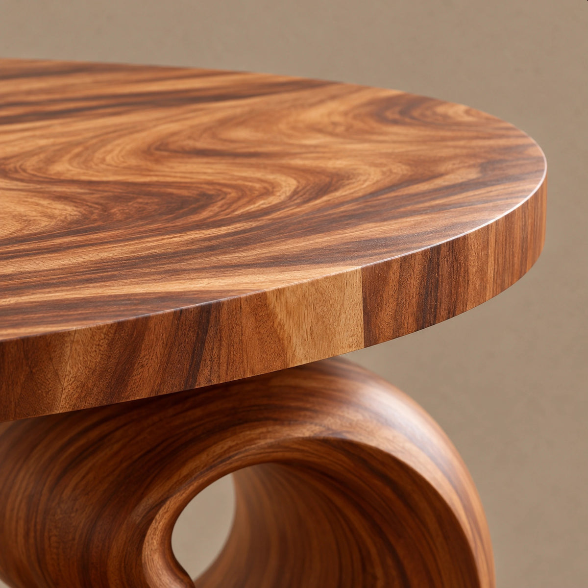 Coastal Oval Coffee Table With Curling Wave Sculpted Base For Living Room