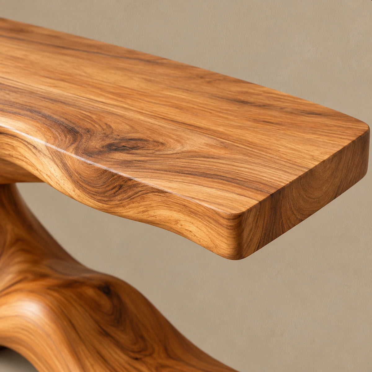 Coastal Wave Base Console Table With Lower Display Shelf For Entryway