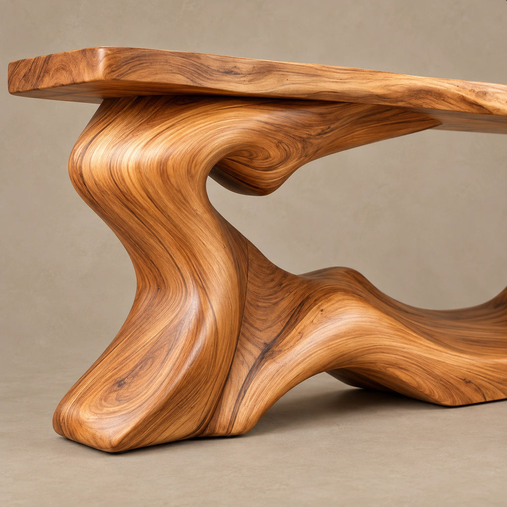 Coastal Wave Base Console Table With Lower Display Shelf For Entryway