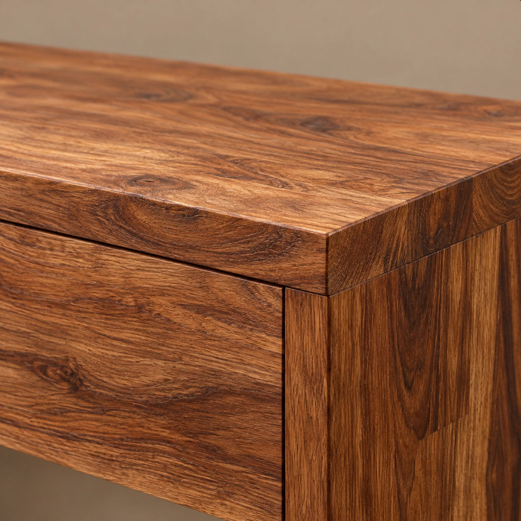 Farmhouse Console Table With Drawers And Open Shelf For Entryway