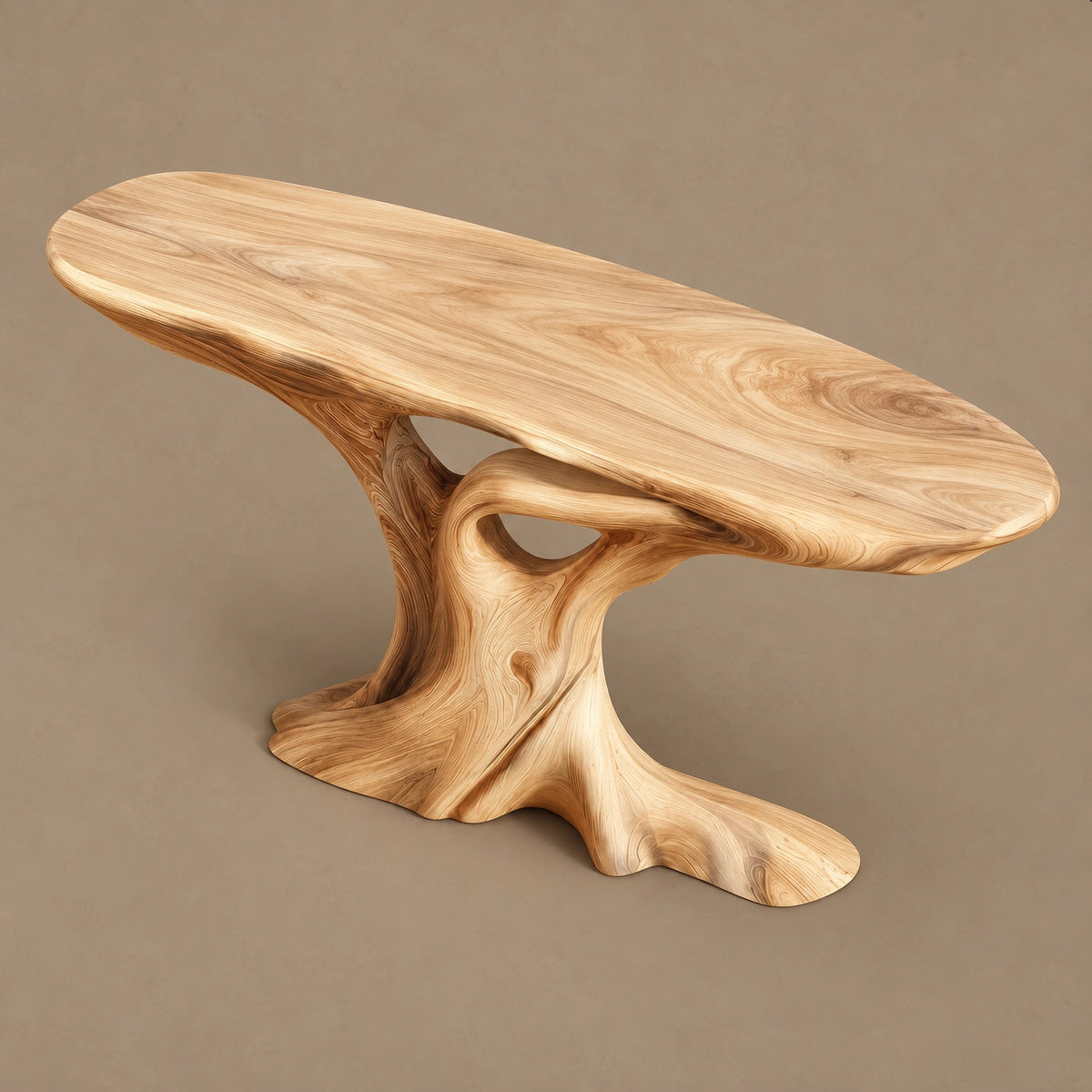 Contemporary Carved Pedestal Console Table With Open Base For Entryway