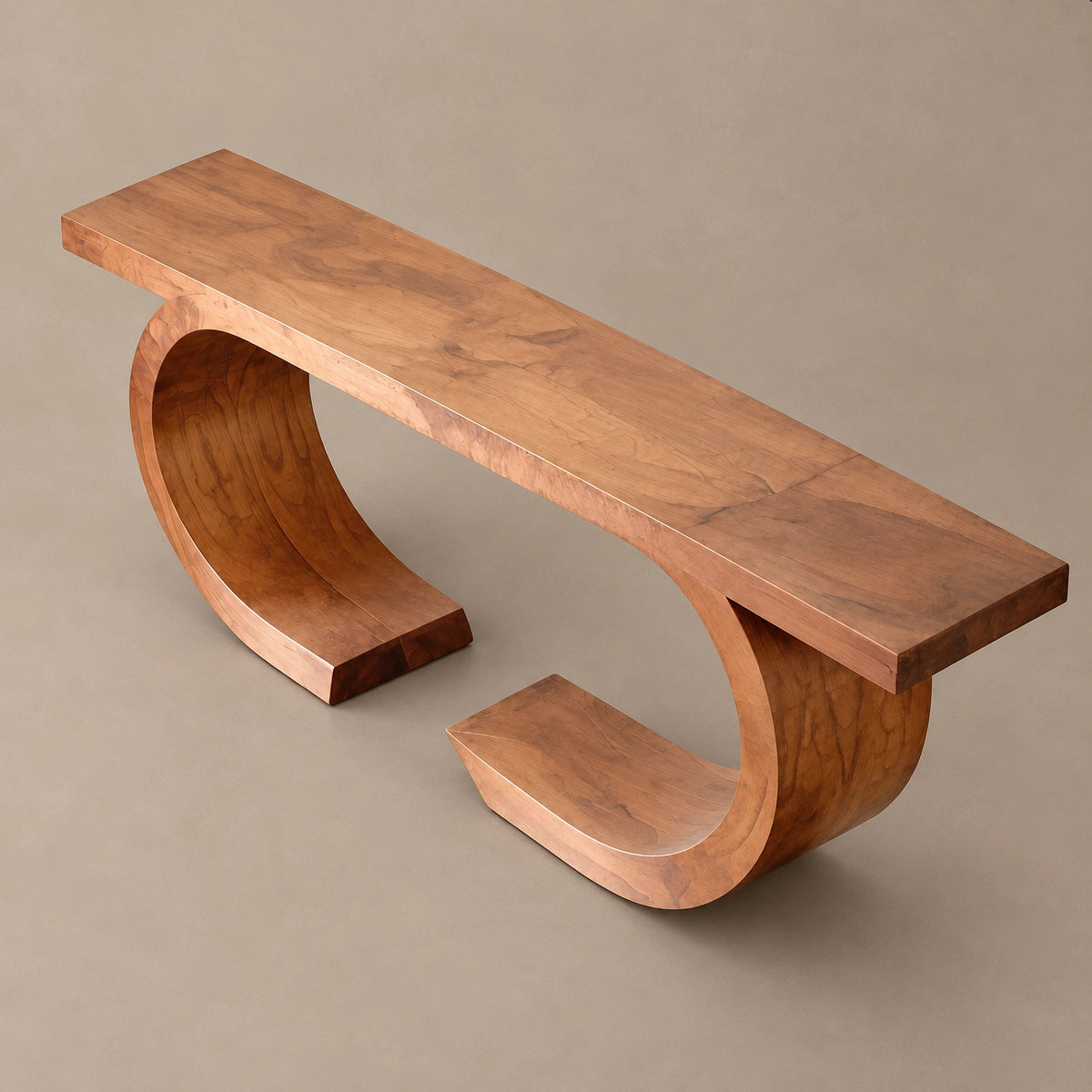 Contemporary Double Ring Wood Console Table For Entryway