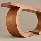 Contemporary Double Ring Wood Console Table For Entryway