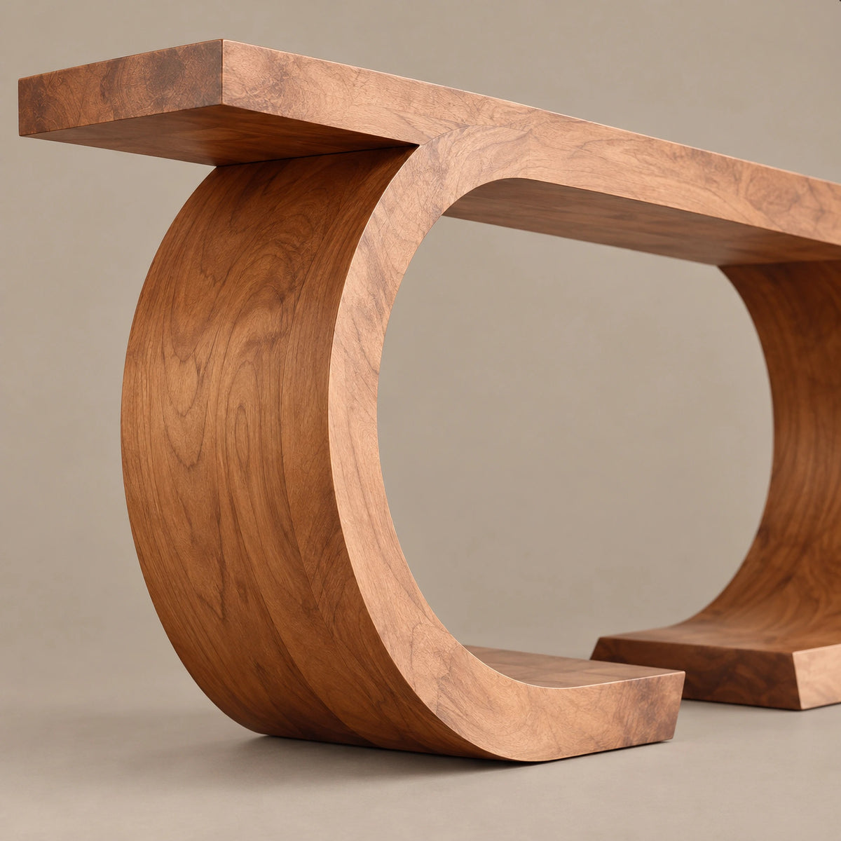 Contemporary Double Ring Wood Console Table For Entryway