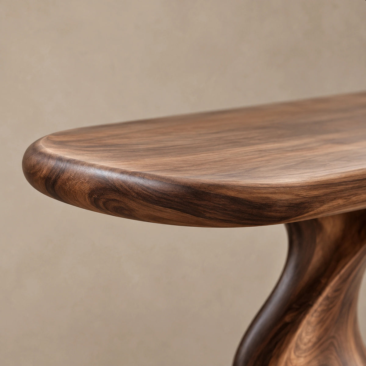 Contemporary Flowing Wood Console Table With S Curve Base For Entryway