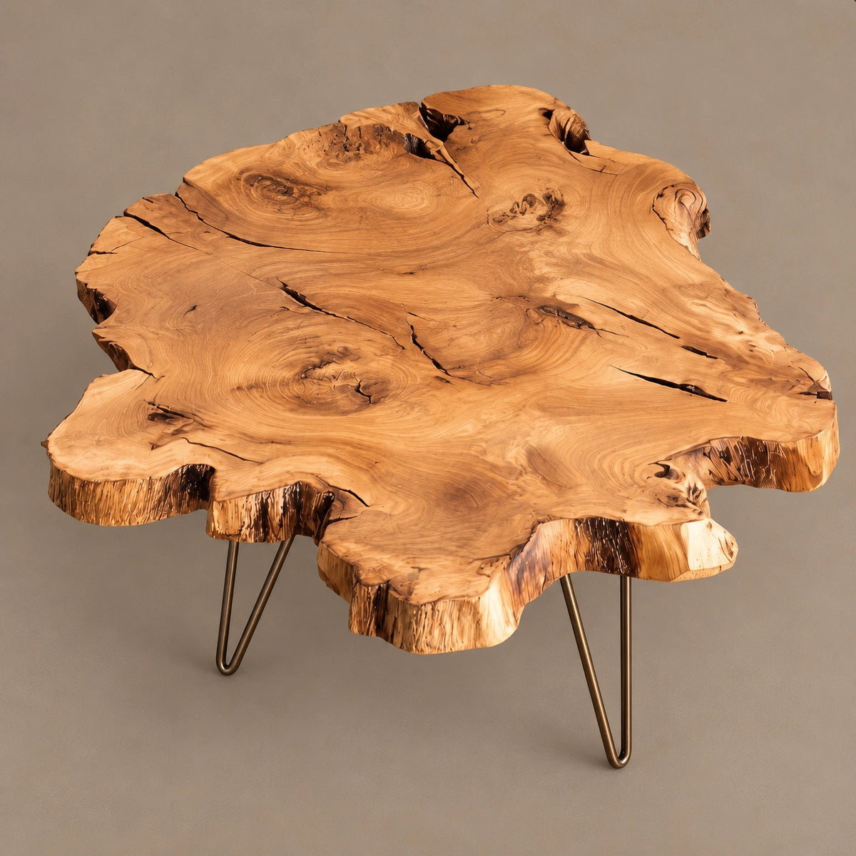Contemporary Freeform Coffee Table With Slim Hairpin Legs For Living Room