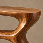 Contemporary Hourglass Wood Console Table With Open Shelves For Hallway