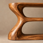 Contemporary Hourglass Wood Console Table With Open Shelves For Hallway