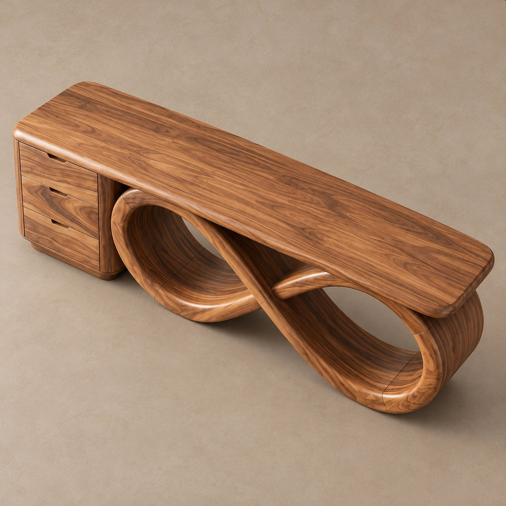 Modern Infinity Loop Console Table With Drawer Pedestal For Living Room