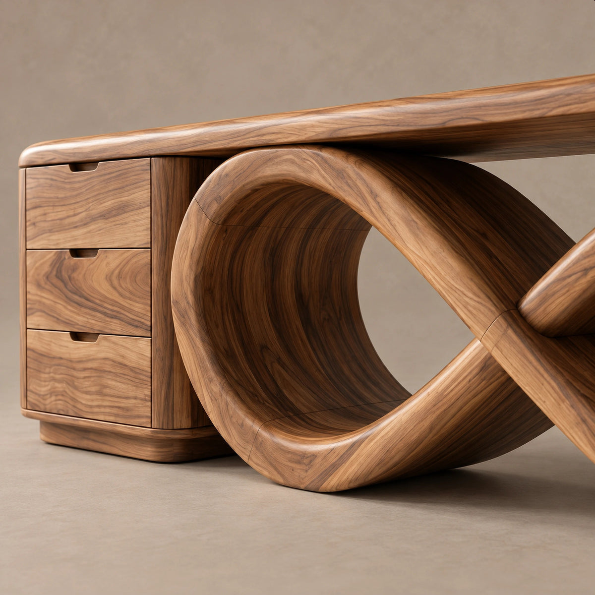 Modern Infinity Loop Console Table With Drawer Pedestal For Living Room