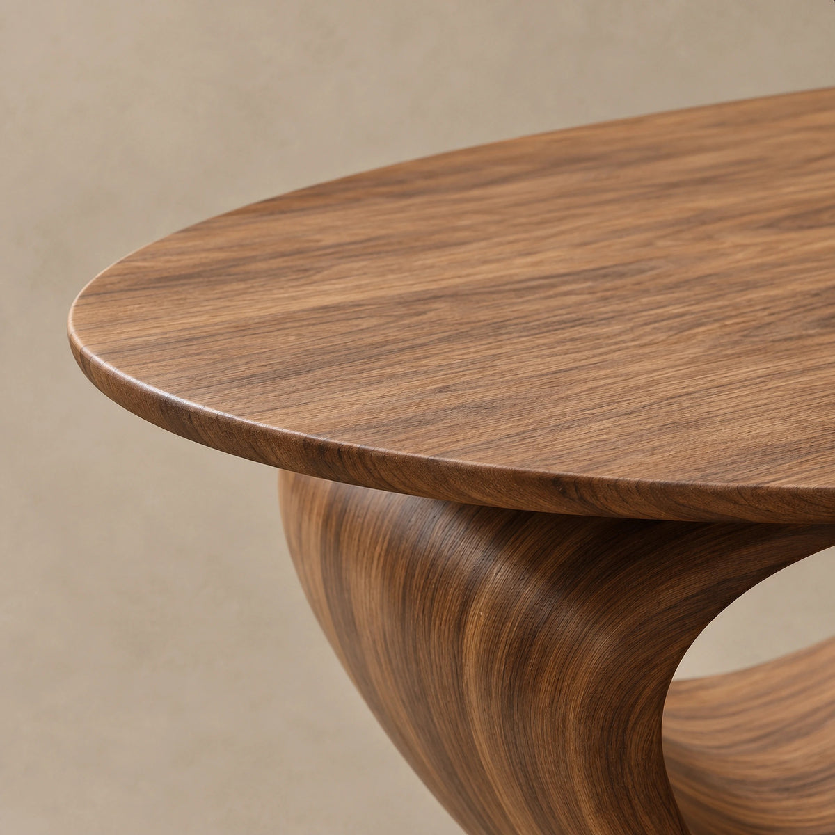 Contemporary Oval Coffee Table With Continuous Wave Base For Living Room