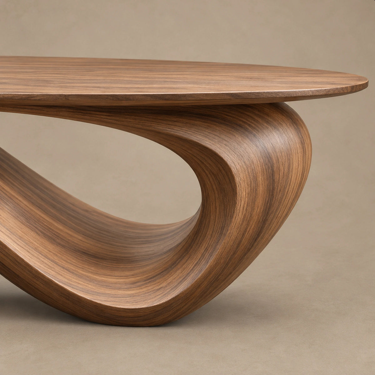 Contemporary Oval Coffee Table With Continuous Wave Base For Living Room
