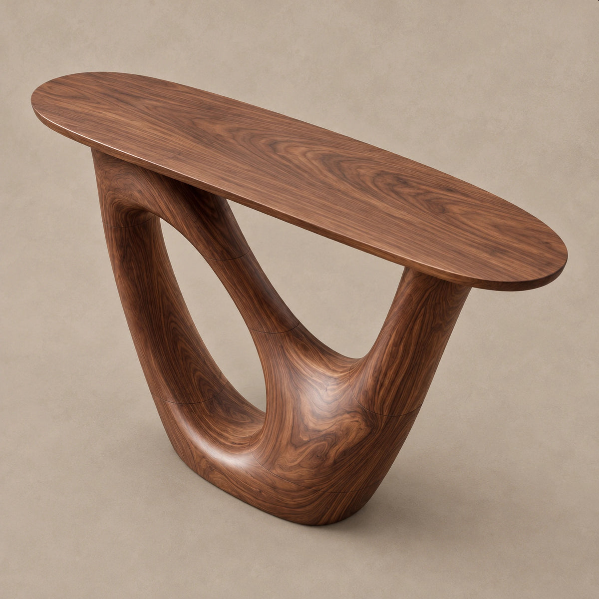 Contemporary Solid Wood Console Table With Open Loop Base For Hallway