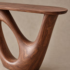 Contemporary Solid Wood Console Table With Open Loop Base For Hallway