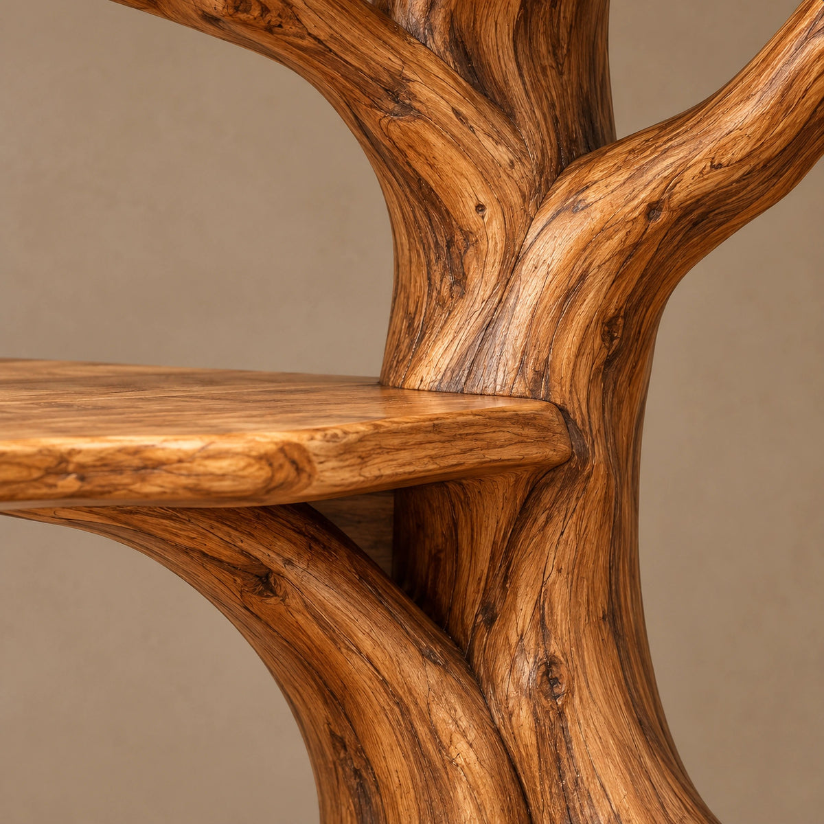 Sculptural Corner Tree Bookshelf With Three Tier L Shelves For Living Room