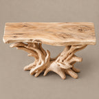 Coastal Driftwood Console Table With Coral Shaped Root Base For Entryway