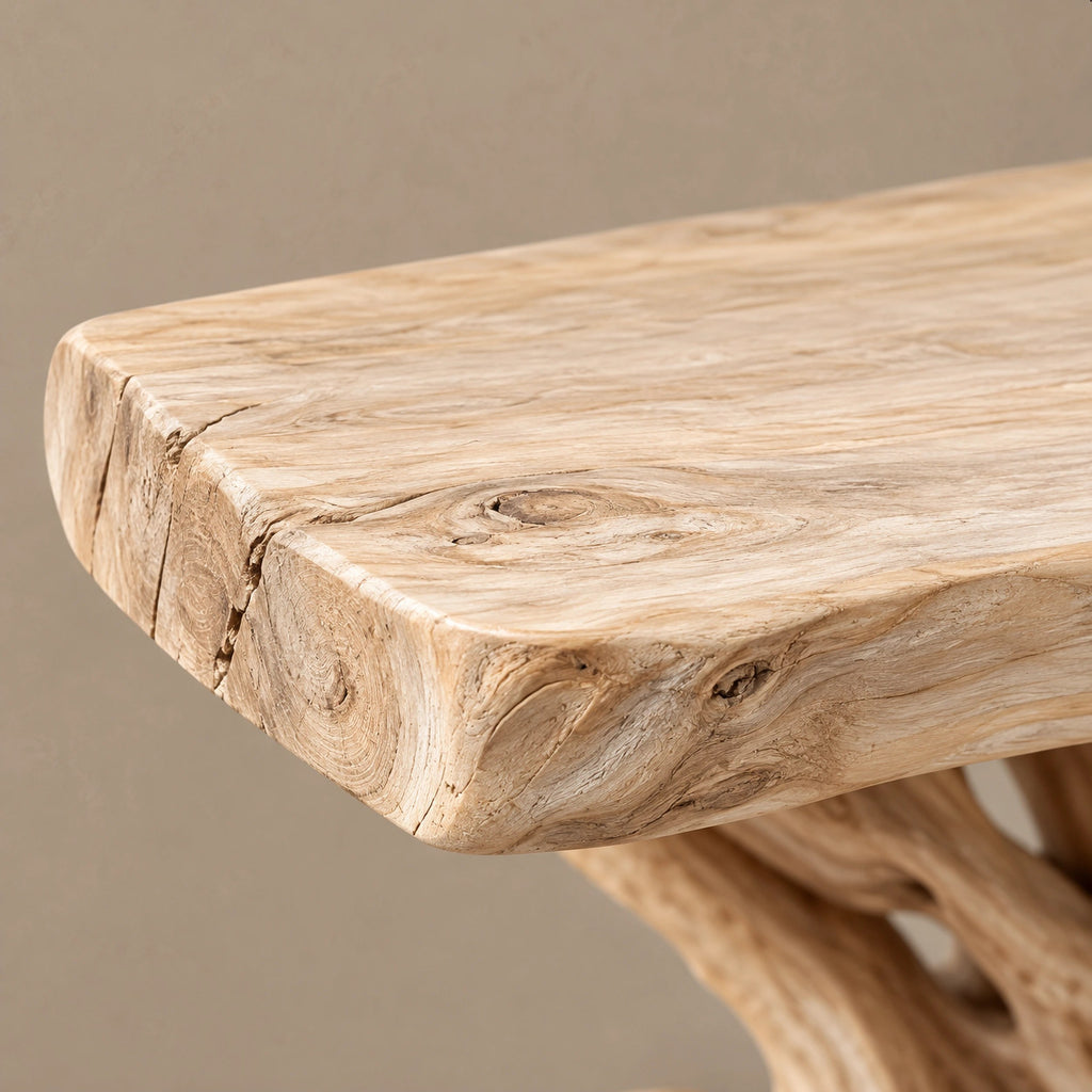 Coastal Driftwood Console Table With Coral Shaped Root Base For Entryway