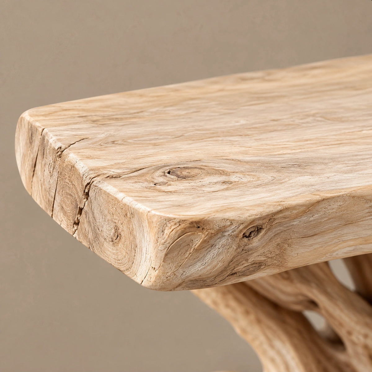 Coastal Driftwood Console Table With Coral Shaped Root Base For Entryway